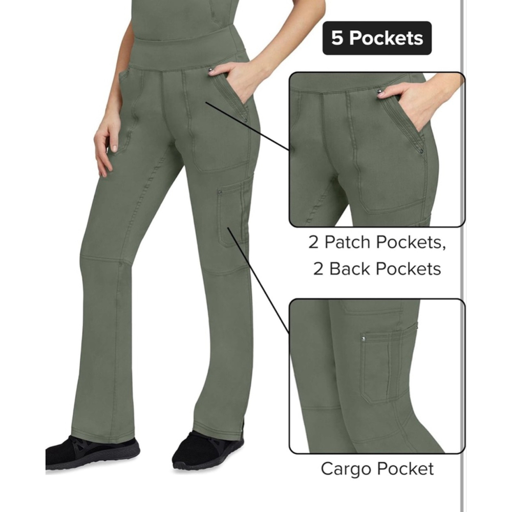 NEW Healing Hands Scrub Pant Tori Yoga Knit Waistband 5 Pockets 2-Way Stretch XL - Picture 6 of 10